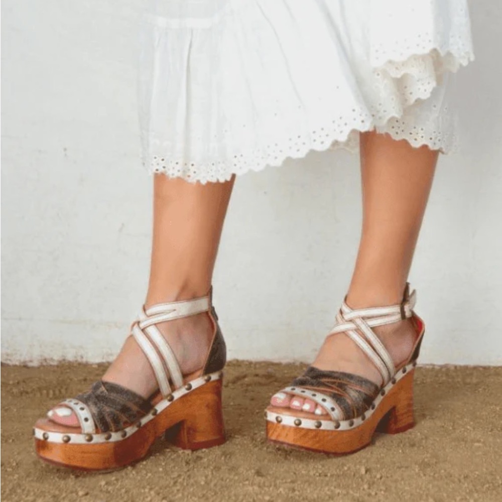 Bed Stu Antonelli Nectar Lux Leather Platform Sandals EUC Size 9 - Picture 2 of 11
